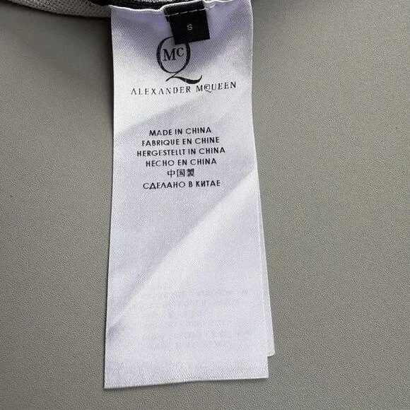 ALEXANDER MCQUEEN MCQ Sweater Men Small Abstract Black White Silk Cotton Preppy - Picture 9 of 11